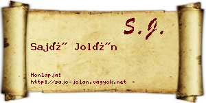 Sajó Jolán névjegykártya